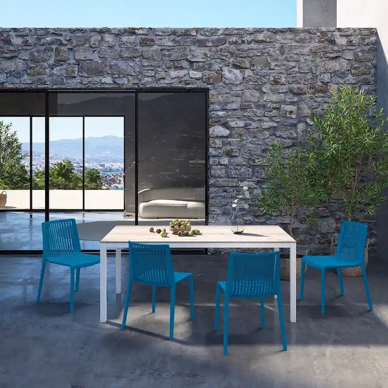 WRGHOME Modern Stacking Patio Dining Side Chair Indoor/Outdoor (Set of 2) - 32.28 H X 21.26 W X 22.04 D