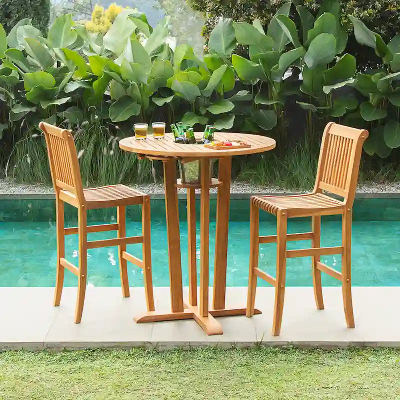 Cambridge Casual Chara 2-Piece Teak wood Bar-height Patio Bistro Chair