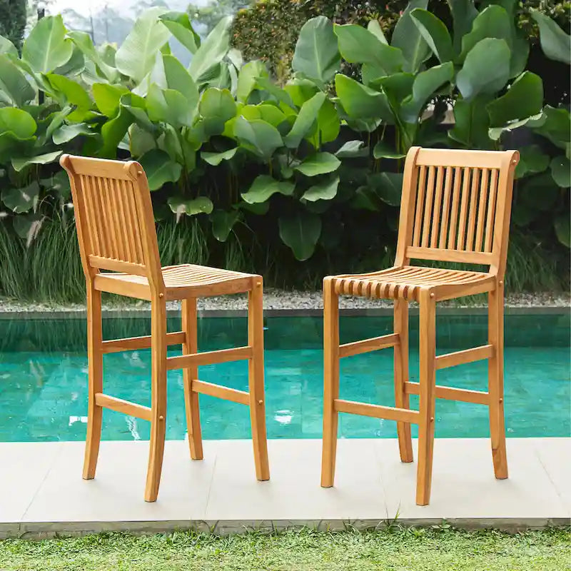 Cambridge Casual Chara 2-Piece Teak wood Bar-height Patio Bistro Chair