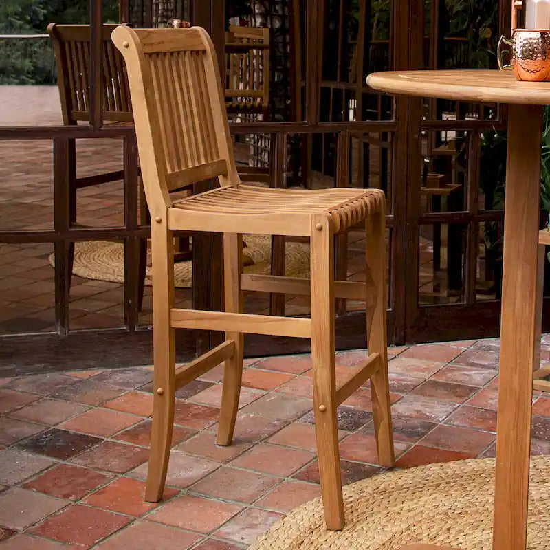 Cambridge Casual Chara 2-Piece Teak wood Bar-height Patio Bistro Chair