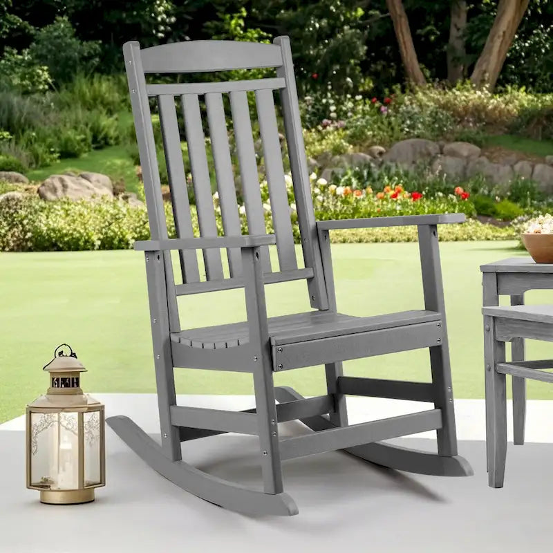Vrakae All Weather Outdoor High Back Rocking Chair