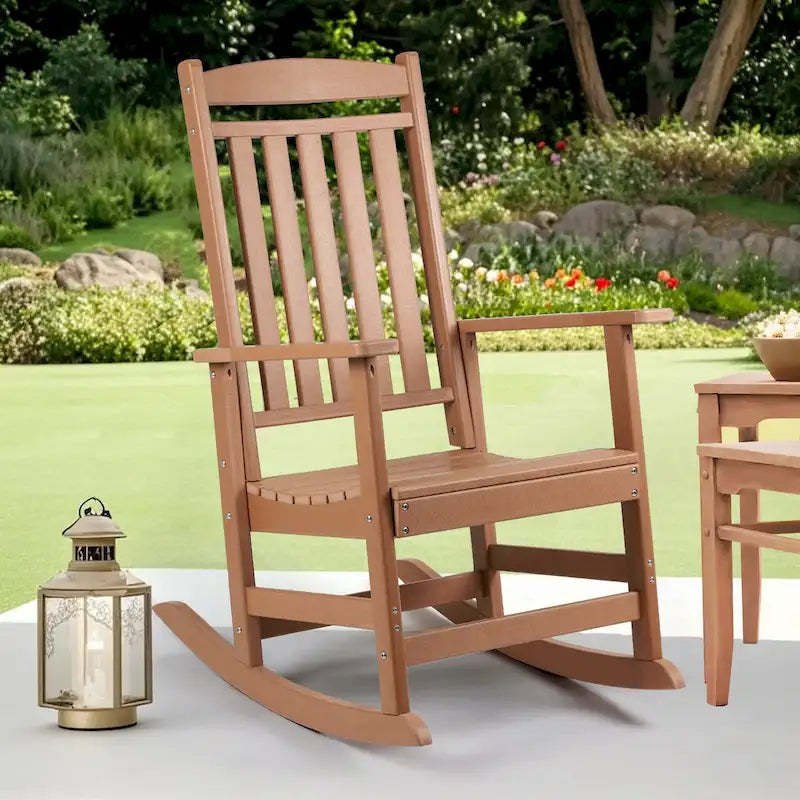 Vrakae All Weather Outdoor High Back Rocking Chair