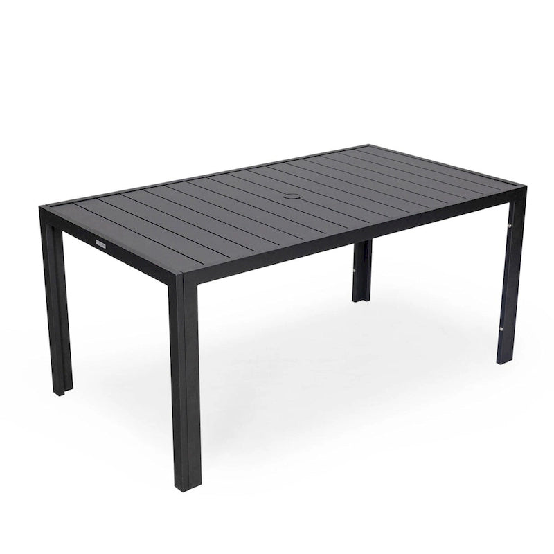 LeisureMod Chelsea 63 Rectangular Outdoor Aluminum Family Dining Table, Furniture for Patio Porch Garden Backyard