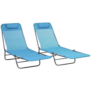 2 Piece Folding Chaise Lounge Chairs, Pool Sun Tanning Chairs, Outdoor Lounge Chairs