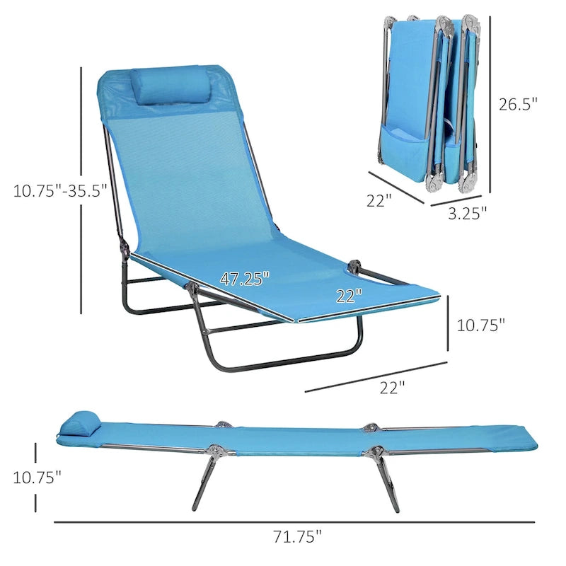 2 Piece Folding Chaise Lounge Chairs, Pool Sun Tanning Chairs, Outdoor Lounge Chairs