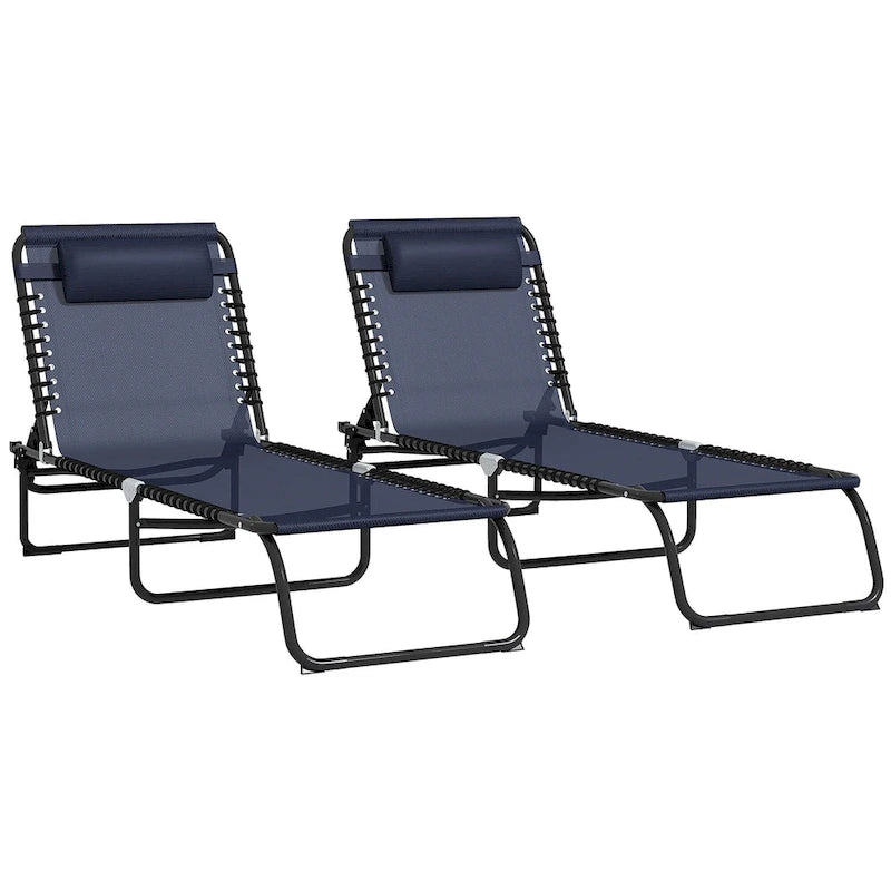 2 Piece Folding Chaise Lounge Chairs, Pool Sun Tanning Chairs, Outdoor Lounge Chairs