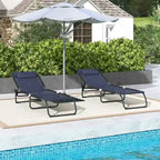 2 Piece Folding Chaise Lounge Chairs, Pool Sun Tanning Chairs, Outdoor Lounge Chairs