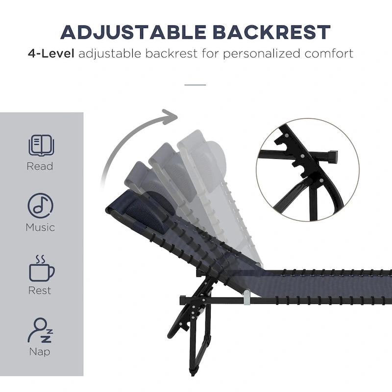 2 Piece Folding Chaise Lounge Chairs, Pool Sun Tanning Chairs, Outdoor Lounge Chairs