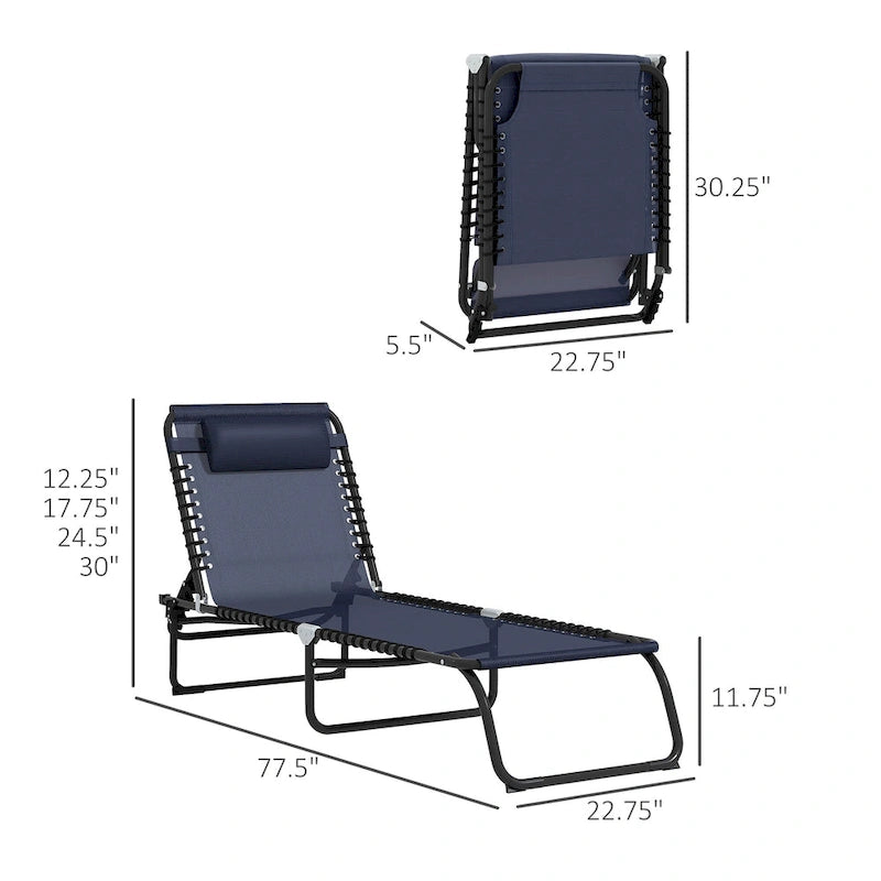 2 Piece Folding Chaise Lounge Chairs, Pool Sun Tanning Chairs, Outdoor Lounge Chairs