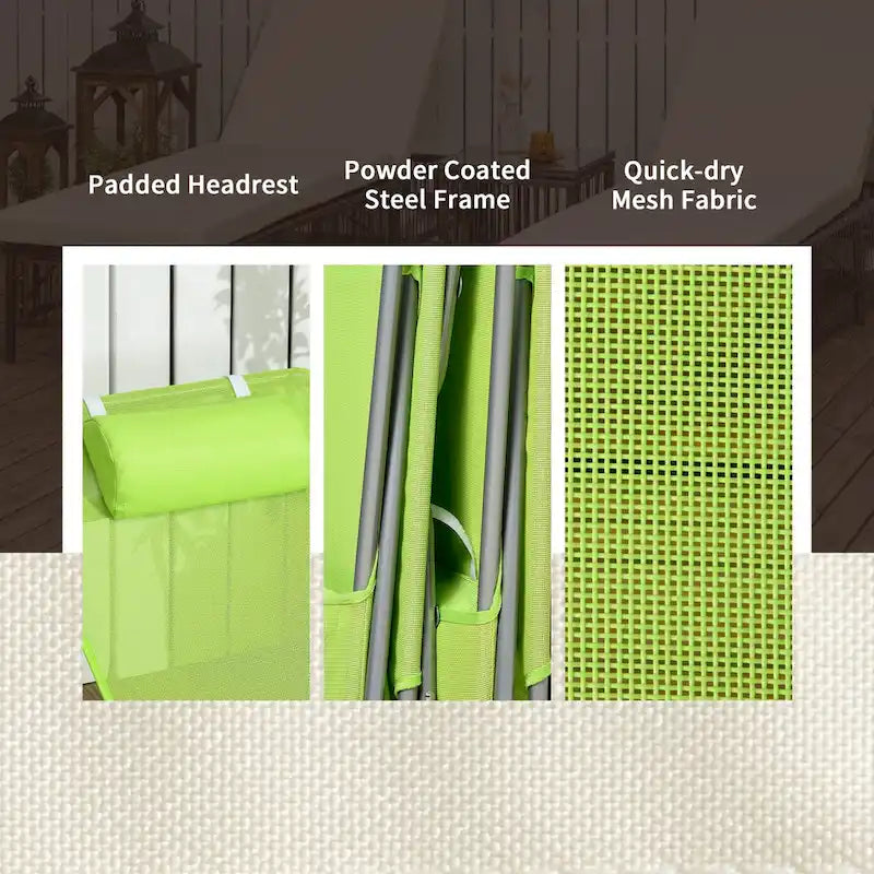 2 Piece Folding Chaise Lounge Chairs, Pool Sun Tanning Chairs, Outdoor Lounge Chairs