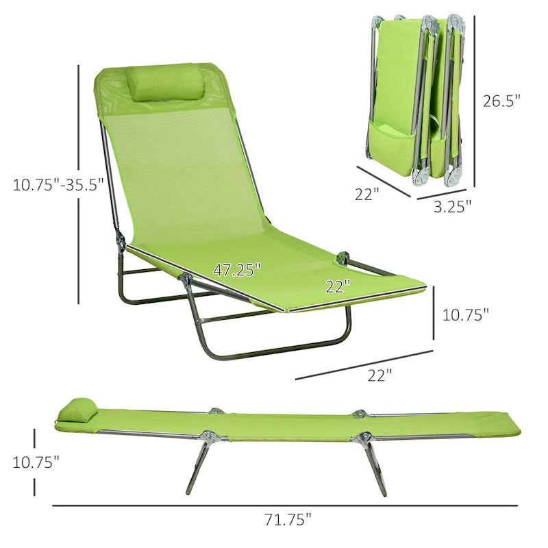 2 Piece Folding Chaise Lounge Chairs, Pool Sun Tanning Chairs, Outdoor Lounge Chairs