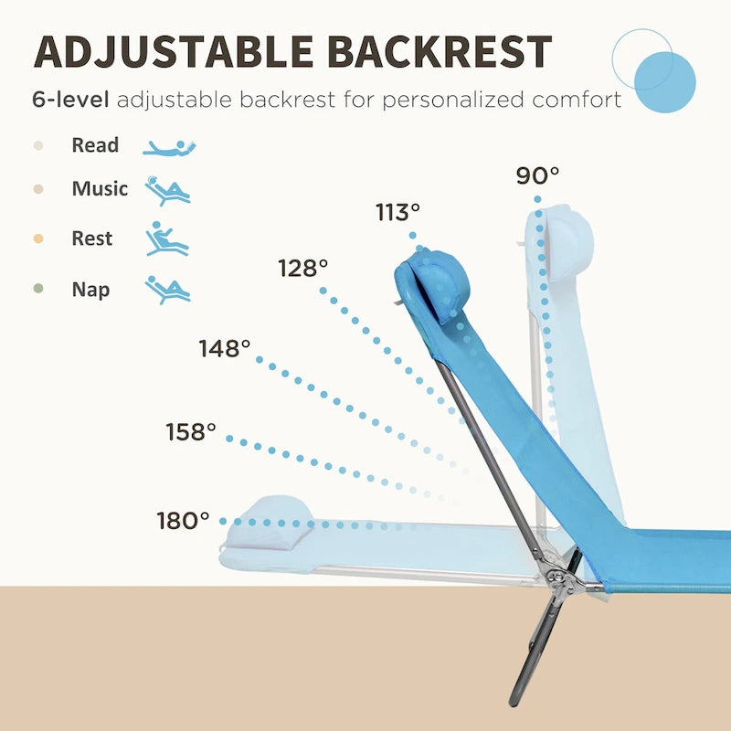 2 Piece Folding Chaise Lounge Chairs, Pool Sun Tanning Chairs, Outdoor Lounge Chairs