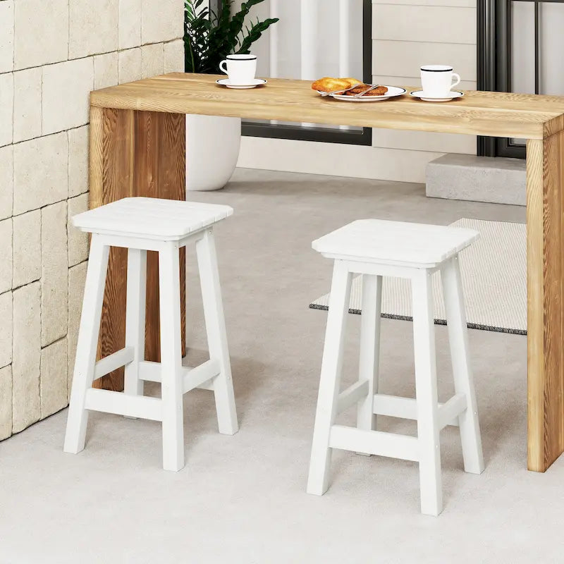 Polytrends Laguna Hdpe All Weather Outdoor Patio 24 Square Counter Stool (Set Of 2)