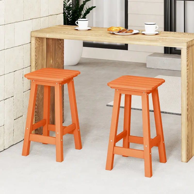 Polytrends Laguna Hdpe All Weather Outdoor Patio 24 Square Counter Stool (Set Of 2)