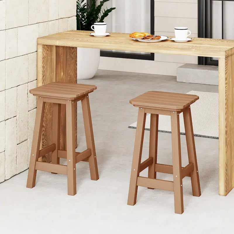 Polytrends Laguna Hdpe All Weather Outdoor Patio 24 Square Counter Stool (Set Of 2)