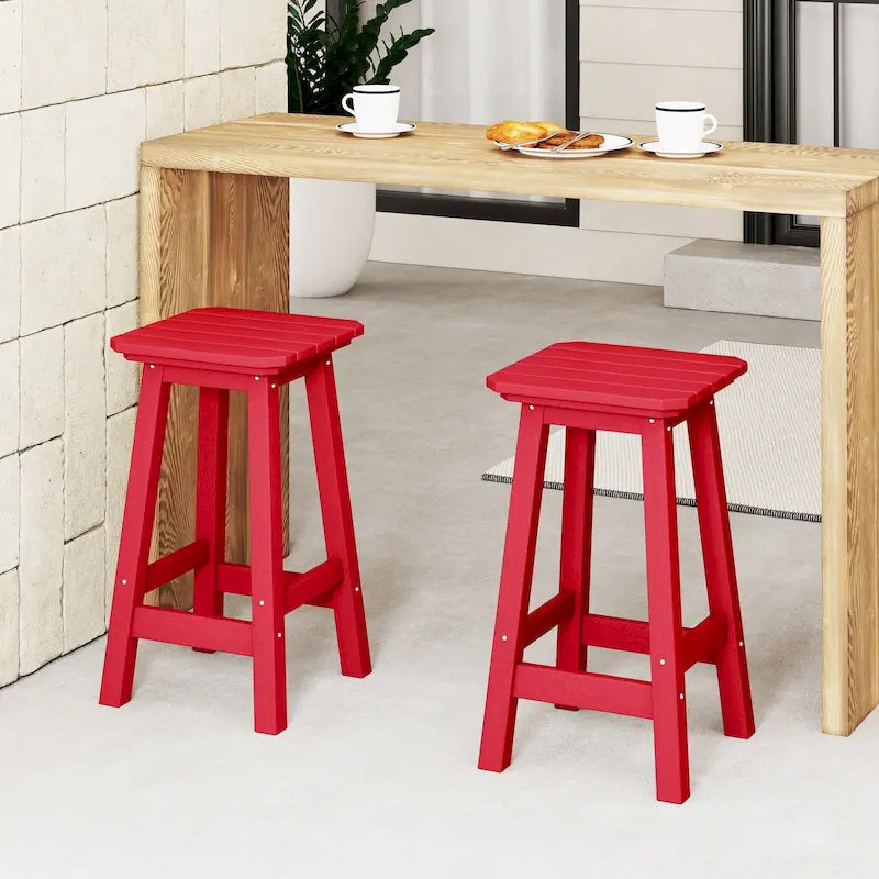 Polytrends Laguna Hdpe All Weather Outdoor Patio 24 Square Counter Stool (Set Of 2)