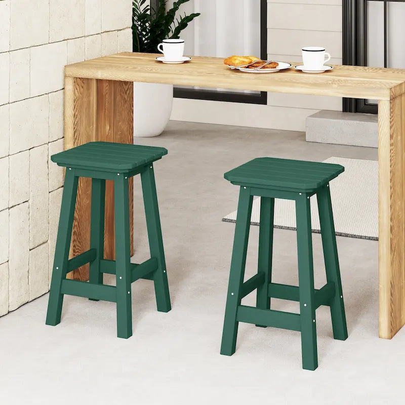 Polytrends Laguna Hdpe All Weather Outdoor Patio 24 Square Counter Stool (Set Of 2)