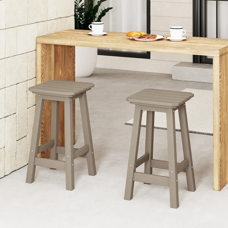 Polytrends Laguna Hdpe All Weather Outdoor Patio 24 Square Counter Stool (Set Of 2)