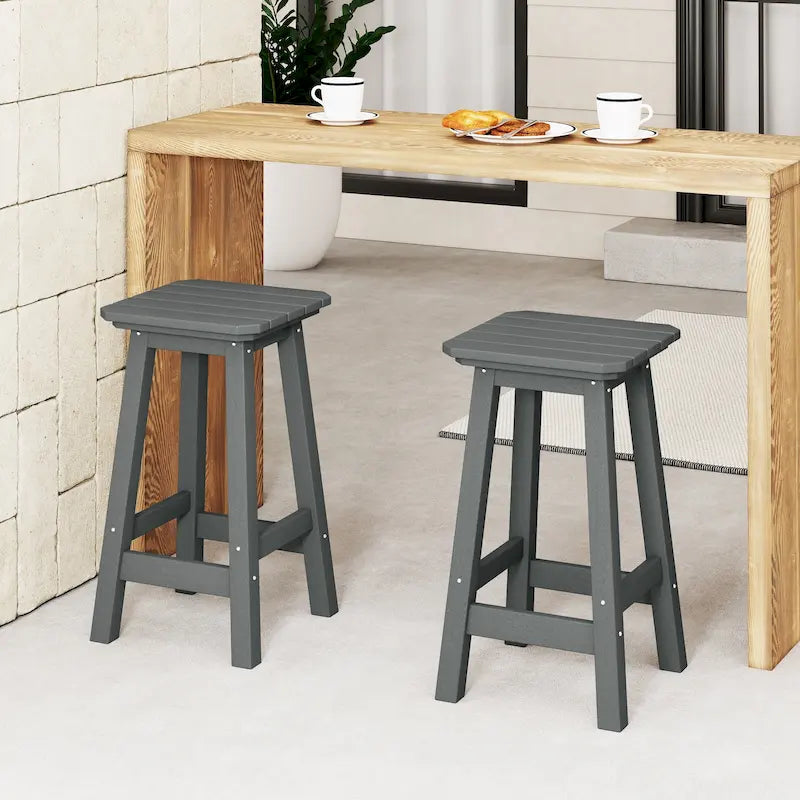 Polytrends Laguna Hdpe All Weather Outdoor Patio 24 Square Counter Stool (Set Of 2)