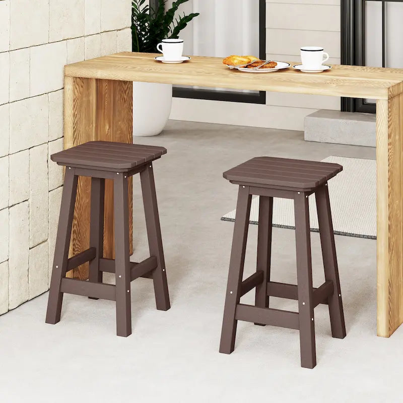 Polytrends Laguna Hdpe All Weather Outdoor Patio 24 Square Counter Stool (Set Of 2)