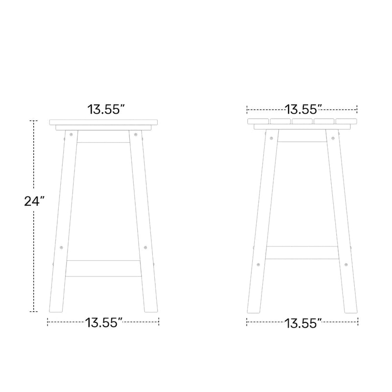 Polytrends Laguna Hdpe All Weather Outdoor Patio 24 Square Counter Stool (Set Of 2)