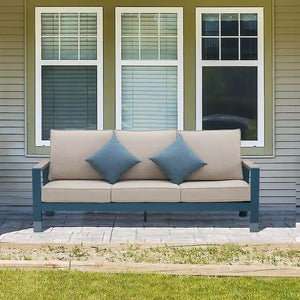 Zenova Aluminum Outdoor Sofa, Cushioned Aluminum Outdoor Sofa