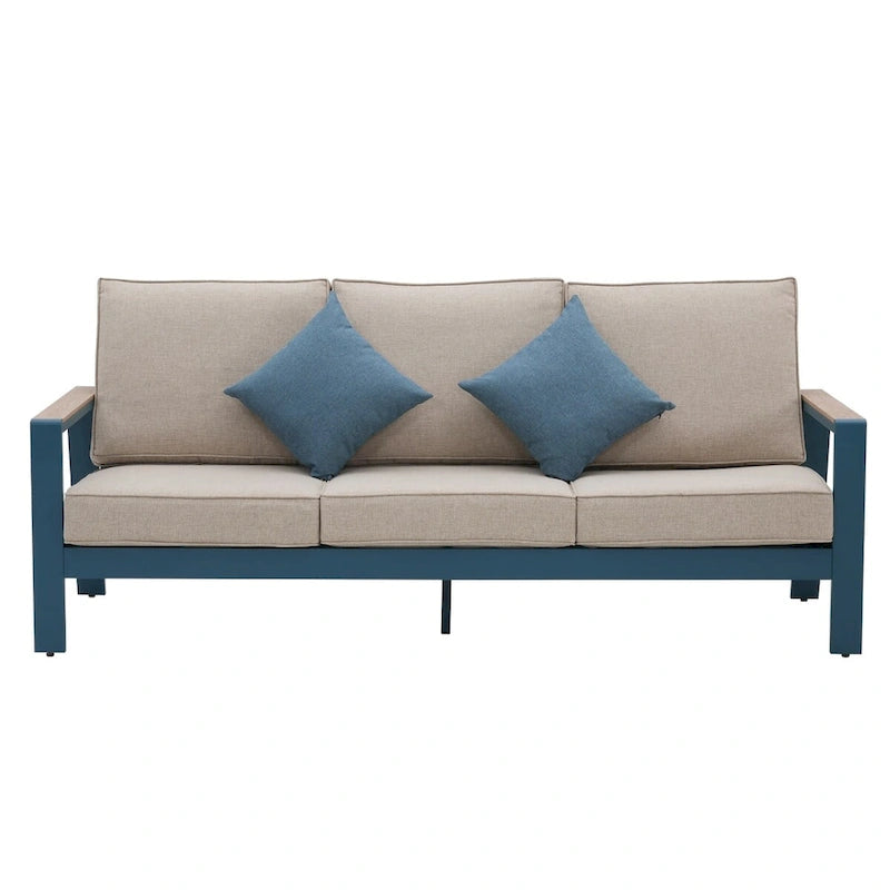 Zenova Aluminum Outdoor Sofa, Cushioned Aluminum Outdoor Sofa