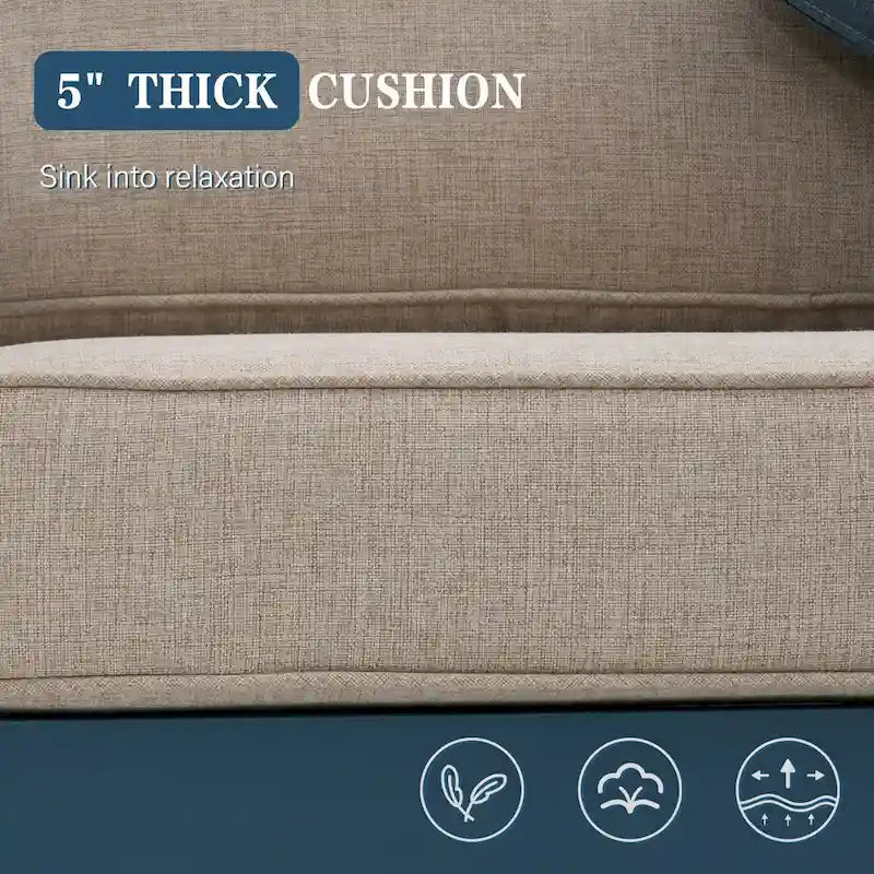 Zenova Aluminum Outdoor Sofa, Cushioned Aluminum Outdoor Sofa