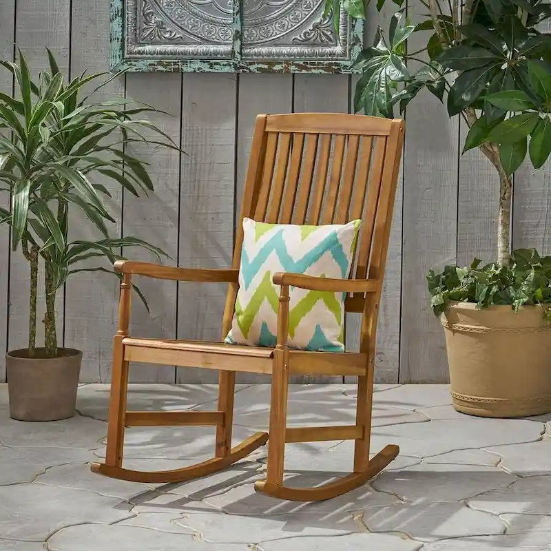 Teak Acacia Wood Arcadia Outdoor Rocking Chair by Christopher Knight Home