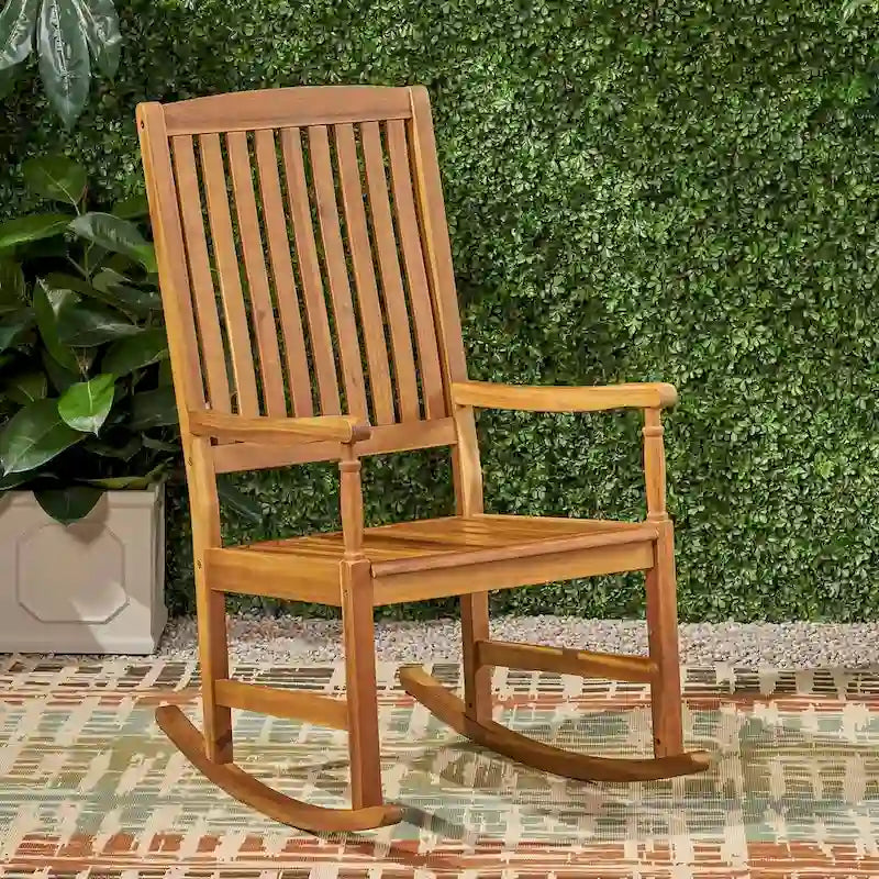 Teak Acacia Wood Arcadia Outdoor Rocking Chair by Christopher Knight Home
