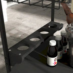 Outdoor Bar Cart, Patio Rolling Serving Cart with Wheels, Side Handle, 2 Baskets, 4 Wine Holders