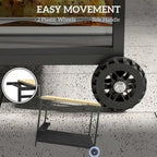 Outdoor Bar Cart, Patio Rolling Serving Cart with Wheels, Side Handle, 2 Baskets, 4 Wine Holders