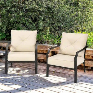 2 PCS Patio Chairs Outdoor Armchairs Bistro Dining Chairs Lawn Chairs