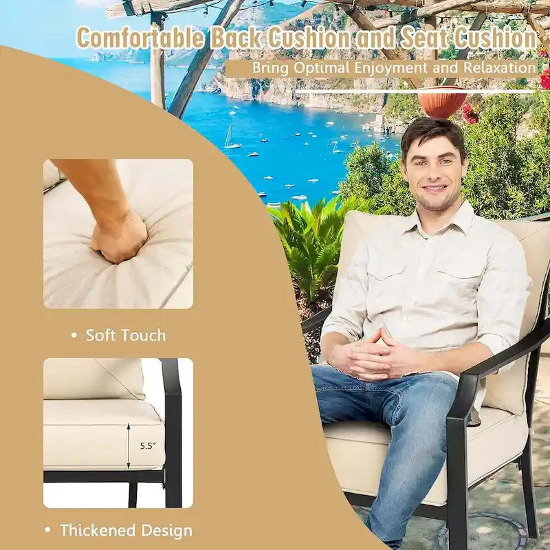 2 PCS Patio Chairs Outdoor Armchairs Bistro Dining Chairs Lawn Chairs