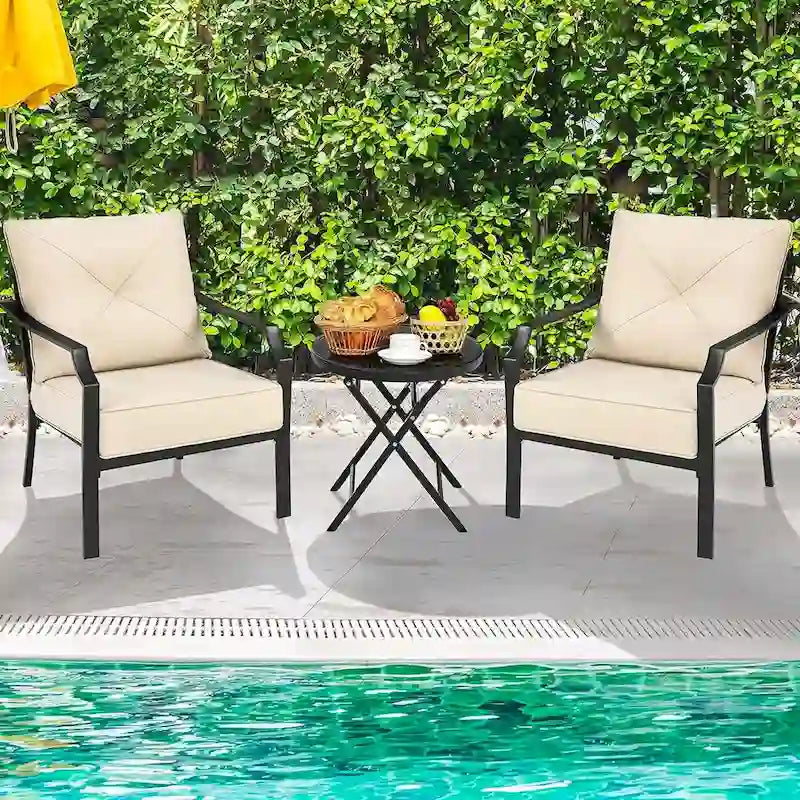 2 PCS Patio Chairs Outdoor Armchairs Bistro Dining Chairs Lawn Chairs