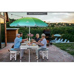 Folding Picnic Table and Umbrella Camping Table for Backyard Outdoor Patio Lawn Party - White With Umbrella