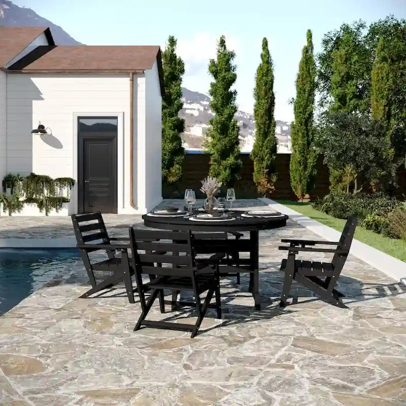 Commercial All Weather Adirondack Table and 4 Chairs with Cupholders