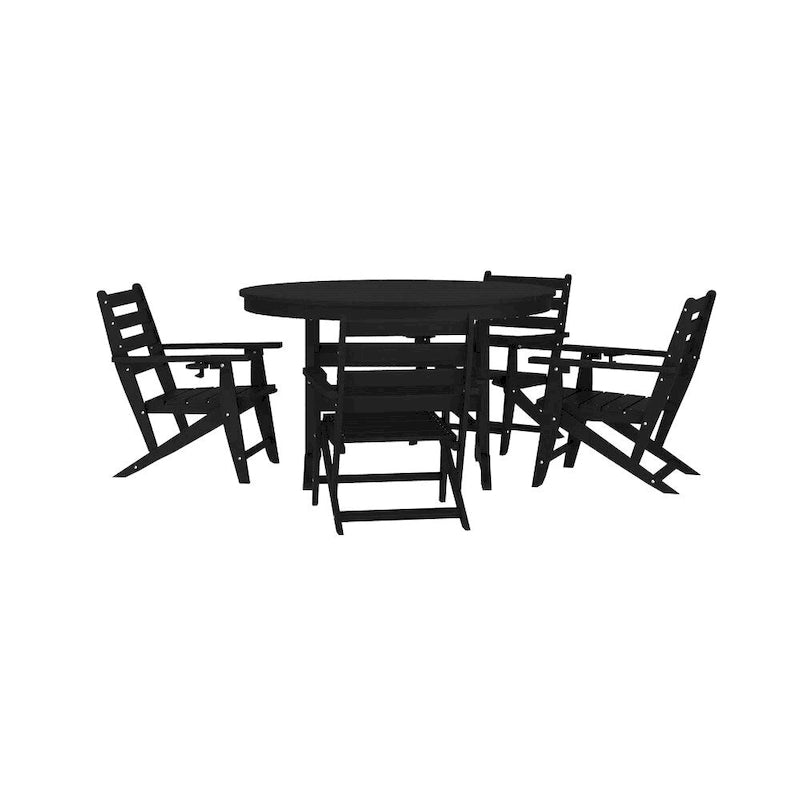Commercial All Weather Adirondack Table and 4 Chairs with Cupholders