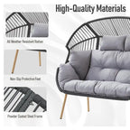 2 Person Outdoor Patio Double Egg Chair with Ottoman - Dark Grey