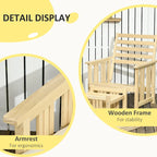 2 Piece Patio Furniture Set, Wood Outdoor Patio Chair with Ottoman, Cushioned Outdoor Lounge Chair, Sofa Chair with Footrest