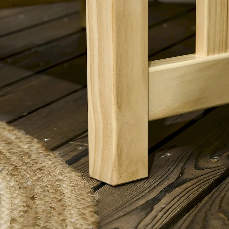 2 Piece Patio Furniture Set, Wood Outdoor Patio Chair with Ottoman, Cushioned Outdoor Lounge Chair, Sofa Chair with Footrest