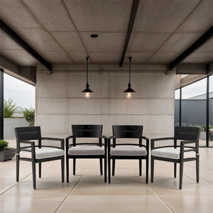 Patio Aluminum Chairs with Tapered Feet and Cushions (Set of 4)