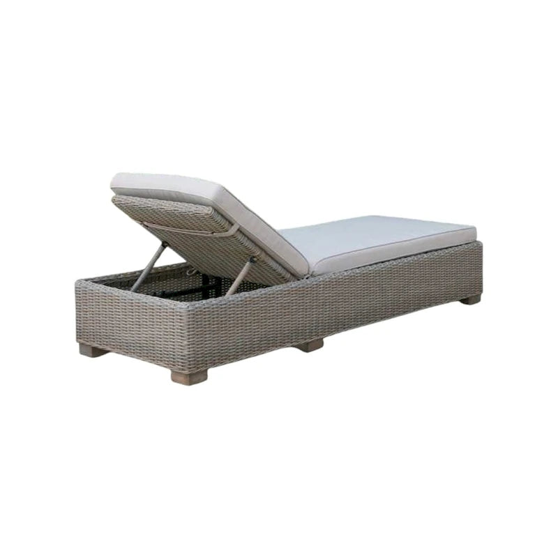 75 Brown Chaise Lounge With Beige Cushion