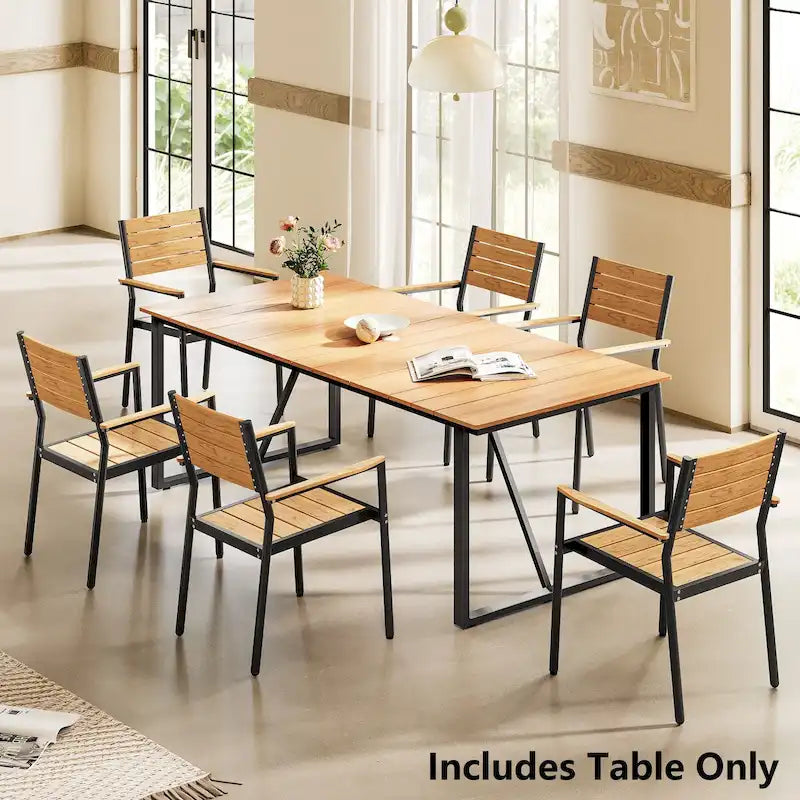 Patio Aluminum Dining Table Outdoor Patio 6 Person Rectangular Table - 82.7 in L * 37.8 in W * 28.9 in H