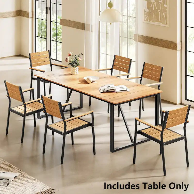 Patio Aluminum Dining Table Outdoor Patio 6 Person Rectangular Table - 82.7 in L * 37.8 in W * 28.9 in H