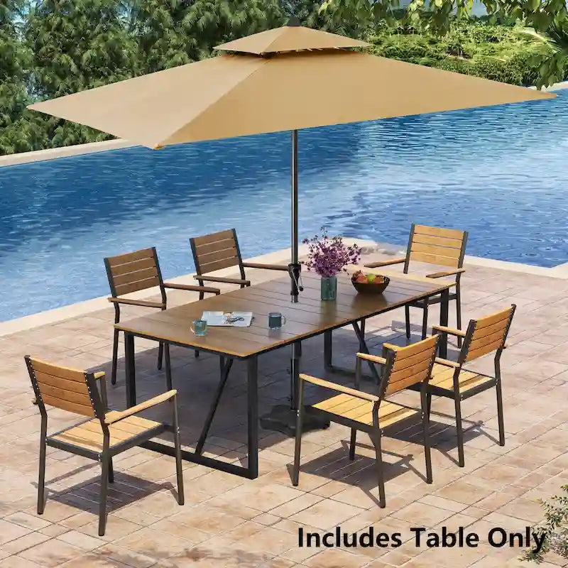 Patio Aluminum Dining Table Outdoor Patio 6 Person Rectangular Table - 82.7 in L * 37.8 in W * 28.9 in H