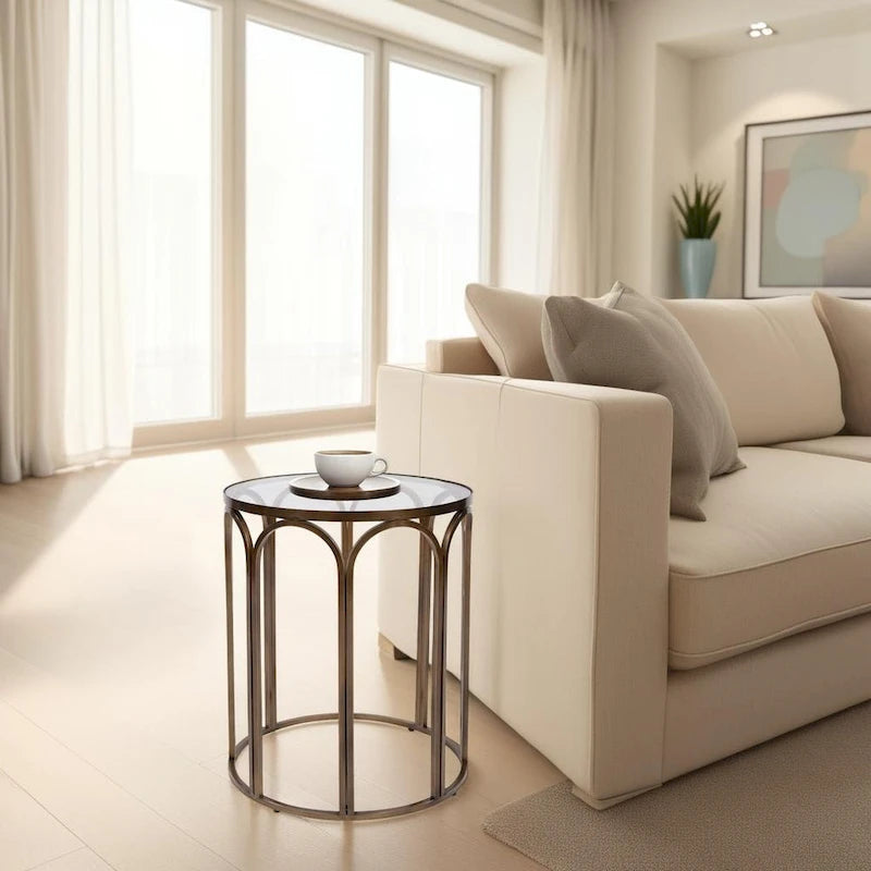 Allan Andrews Round Brass Metal Side and Accent Table - 24H x 20D x 20W