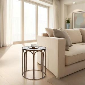 Allan Andrews Round Brass Metal Side and Accent Table - 24H x 20D x 20W