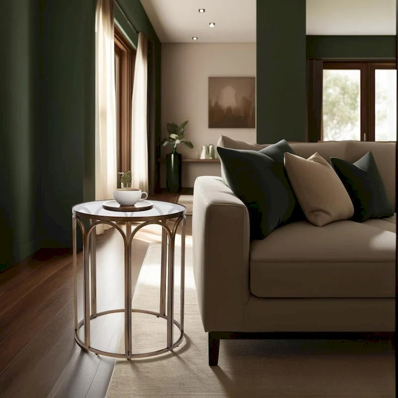 Allan Andrews Round Brass Metal Side and Accent Table - 24H x 20D x 20W