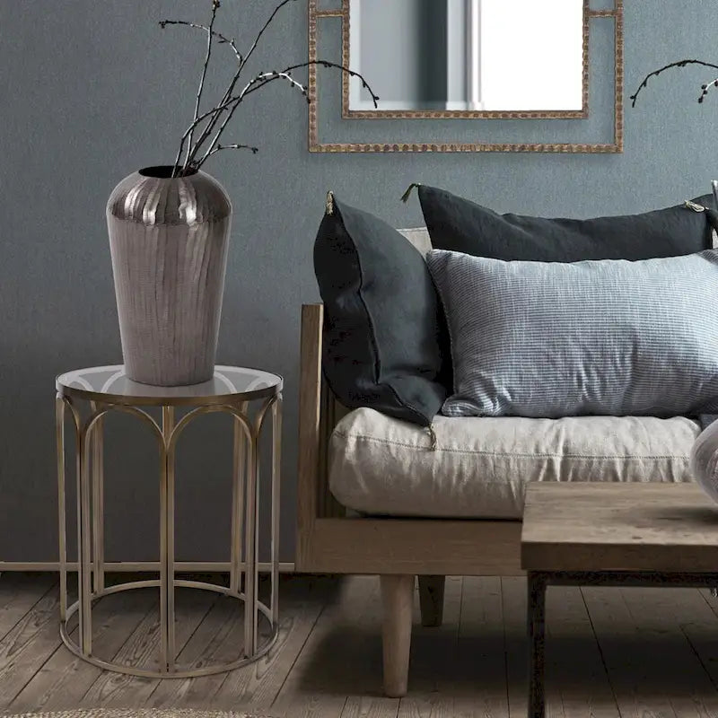 Allan Andrews Round Brass Metal Side and Accent Table - 24H x 20D x 20W